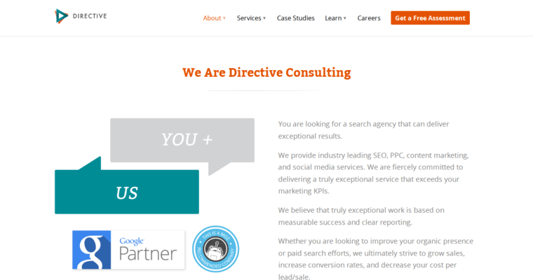 About page of #2 Top Pay Per Click Management Firm: Directive Consulting