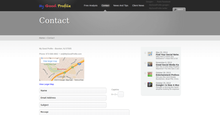 Contact page of #10 Top PPC Firm: My Good Profile