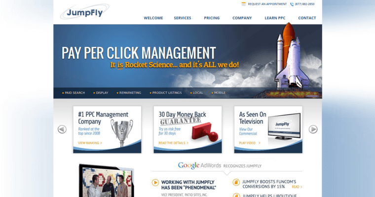 Home page of #6 Best AdWords PPC Agency: Jumpfly