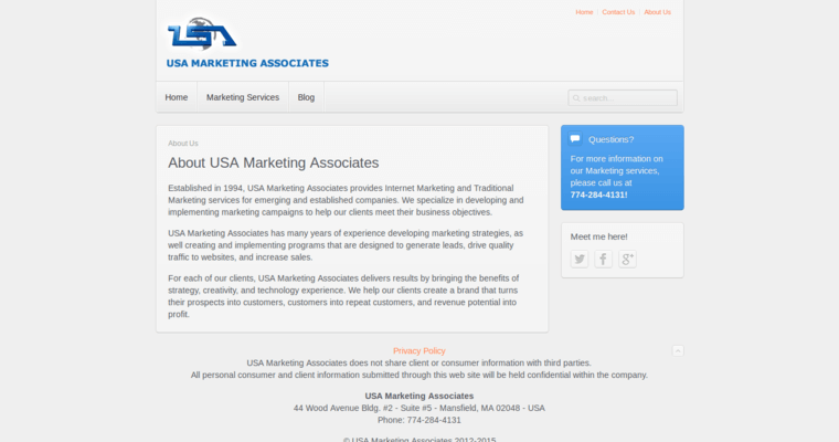 About page of #5 Top AdWords PPC Company: USA Marketing Associates