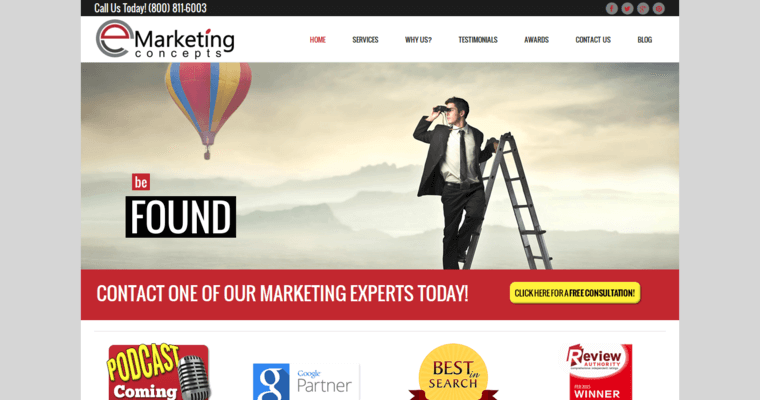 Home page of #10 Leading AdWords Pay-Per-Click Firm: eMarketing Concepts