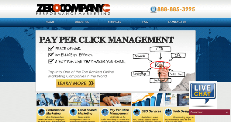 Home page of #8 Best AdWords Pay-Per-Click Business: ZeroCompany