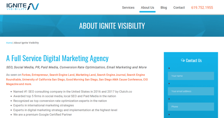 About page of #1 Top AdWords PPC Business: Ignite Visibility
