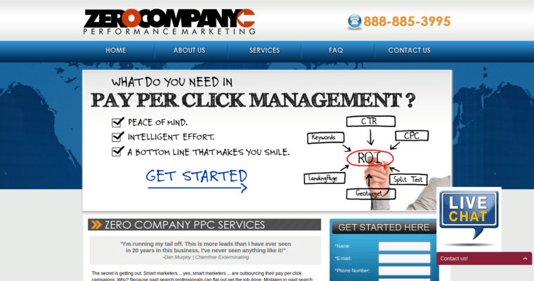 Service page of #10 Top AdWords PPC Company: ZeroCompany