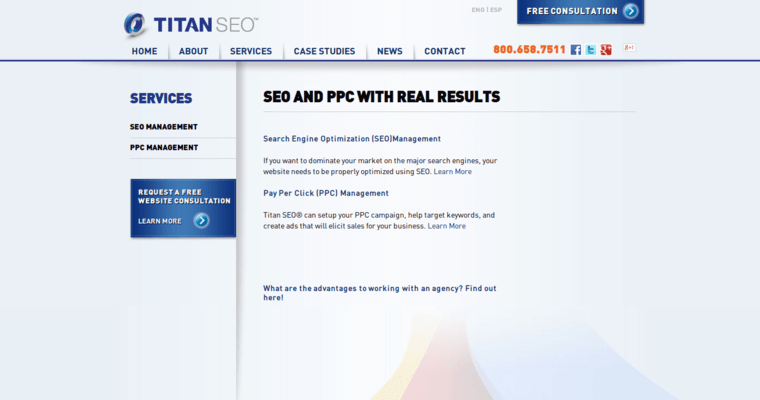 Service page of #5 Leading Bing Company: Titan SEO