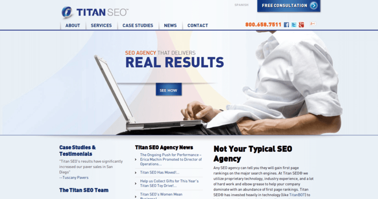 Home page of #5 Best Bing Business: Titan SEO