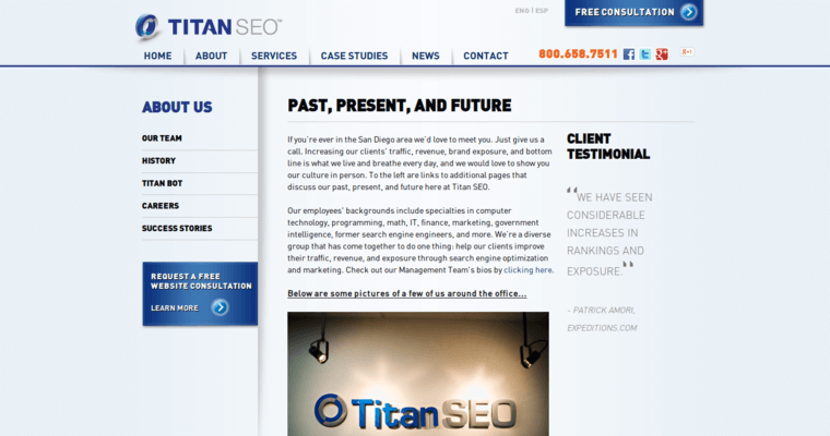 About page of #5 Top Bing Business: Titan SEO