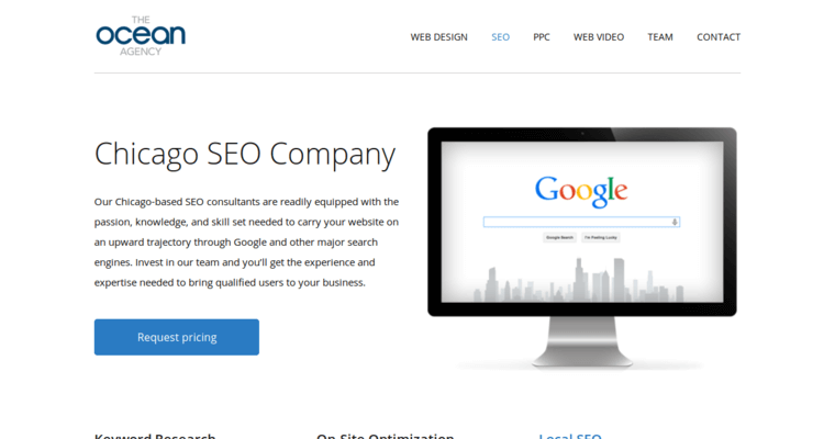 Seo page of #1 Best Chicago Pay Per Click Company: The Ocean Agency