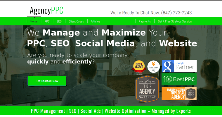 Home page of #9 Best Chicago Pay Per Click Agency: AgencyPPC 