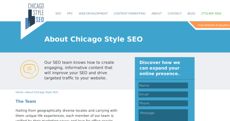 About page of #3 Leading Chicago PPC Agency: Chicago Style SEO