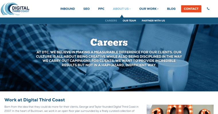 Careers page of #4 Best Chicago PPC Business: Digital Third Coast Internet Marketing