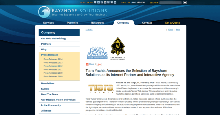 About page of #6 Leading Facebook Pay-Per-Click Firm: Bayshore Solutions