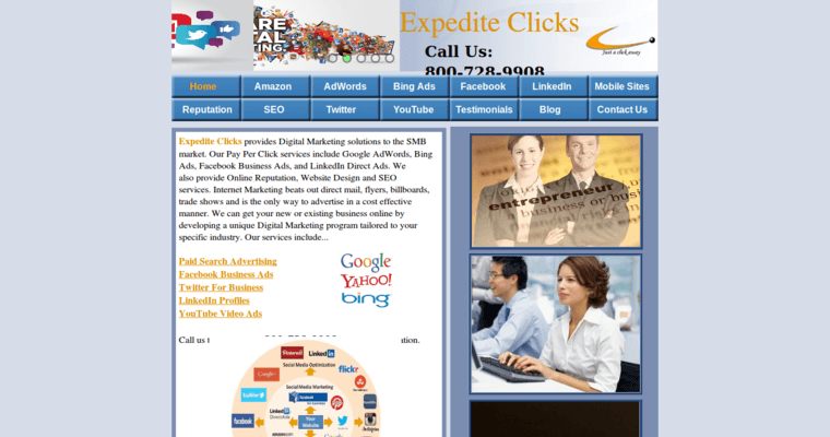 Home page of #2 Leading Facebook Pay-Per-Click Business: Expediteclicks