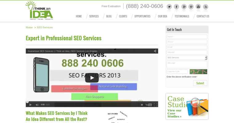 Service page of #8 Top Facebook PPC Firm: I Think an Idea