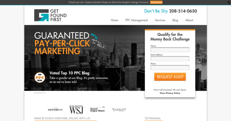 Home page of #10 Leading Facebook PPC Agency: Get Found First