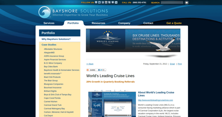 Folio page of #5 Top Facebook Pay-Per-Click Company: Bayshore Solutions