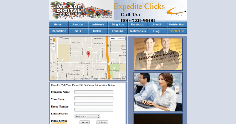 Contact page of #1 Best Facebook Pay-Per-Click Business: Expediteclicks