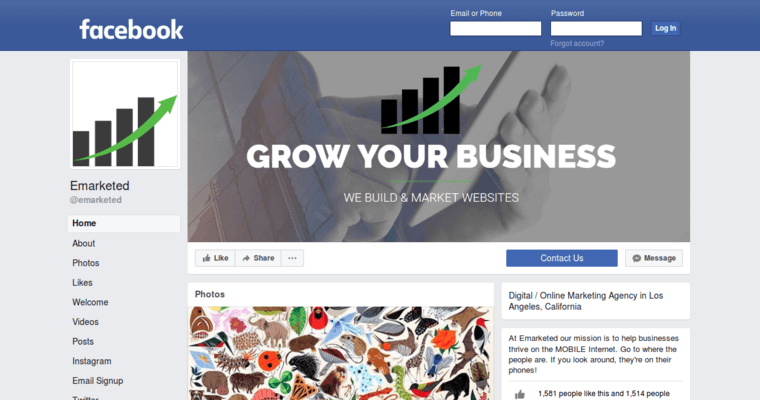 Facebook page of #7 Top Los Angeles Pay Per Click Company: Emarketed