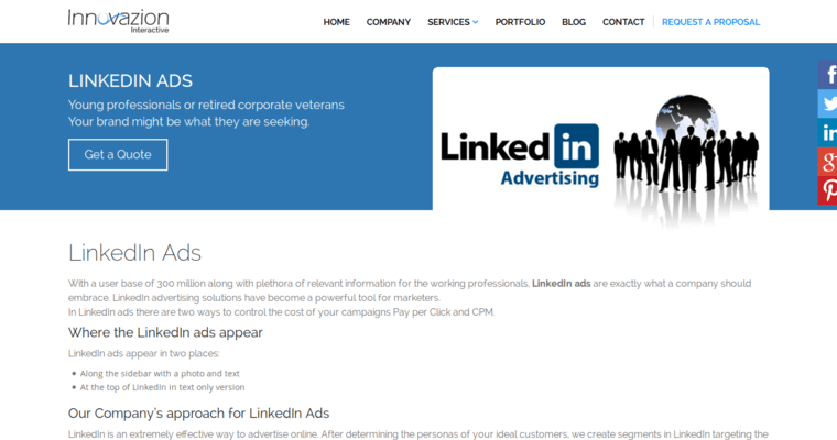 Home page of #6 Leading LinkedIn PPC Company: Innovazion Interactive