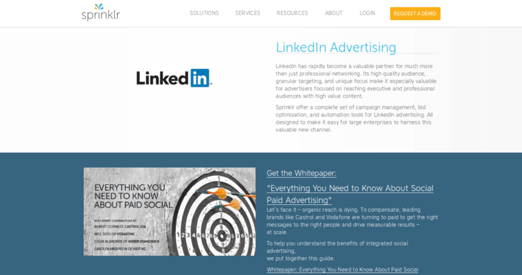 Home page of #4 Best LinkedIn PPC Business: Sprinklr