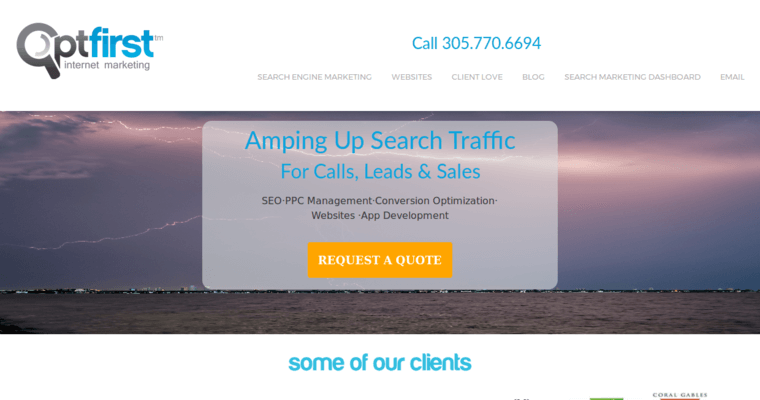 Home page of #3 Best Miami PPC Company: OptFirst Internet Marketing