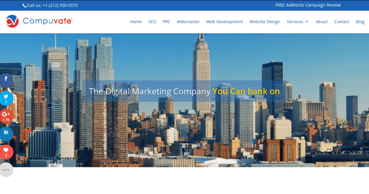 Home page of #4 Best New York PPC Firm: Compuvate