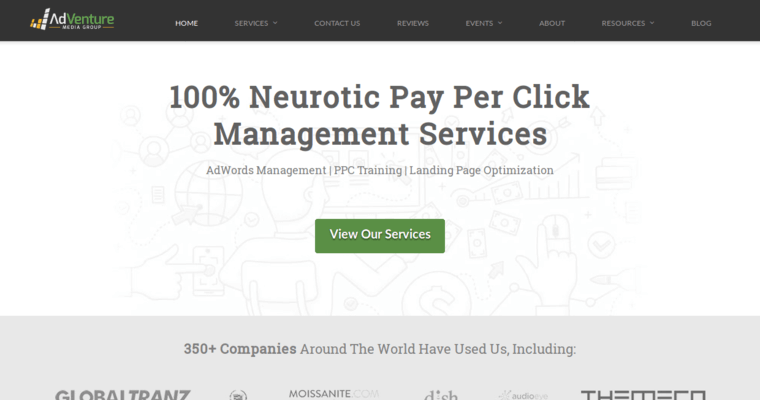 Home page of #3 Top NYC Pay Per Click Agency: AdVenture Media Group
