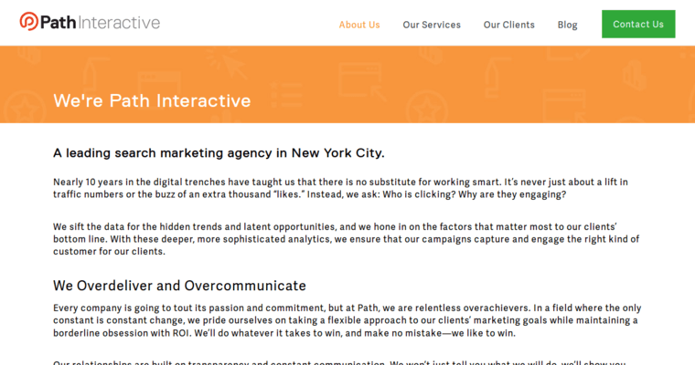 About page of #2 Leading NYC Pay Per Click Company: Path Interactive