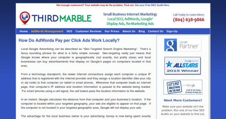 Work page of #4 Leading Remarketing PPC Company: Third Marble