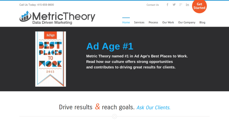 Home page of #7 Top San Francisco Pay Per Click Business: Metric Theory
