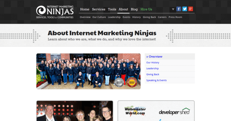 About page of #1 Top Twitter PPC Managment Agency: Internet Marketing Ninjas