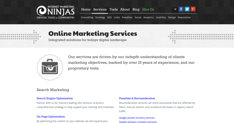 Service page of #1 Top Twitter Pay-Per-Click Business: Internet Marketing Ninjas