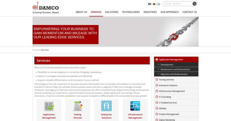 Service page of #4 Leading Twitter PPC Business: Damco Solutions
