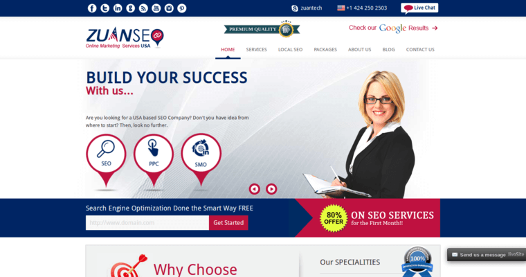 Home page of #10 Top Twitter Pay Per Click Management Firm: Zuan SEO USA