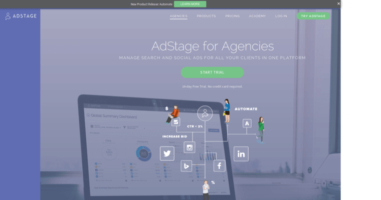 Agencies page of #1 Top Yahoo PPC Company: AdStage