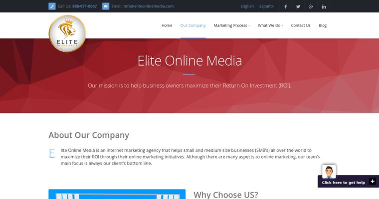 About page of #5 Top Yahoo PPC Business: Elite Online Media
