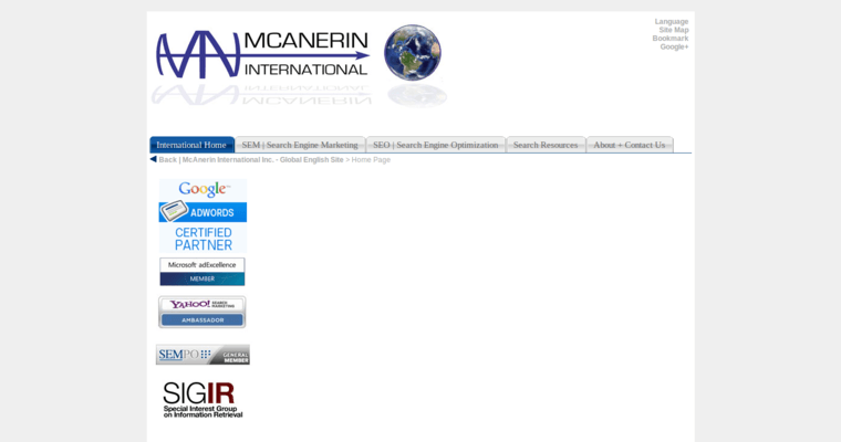 Home page of #8 Top Yahoo PPC Company: McAnerin International