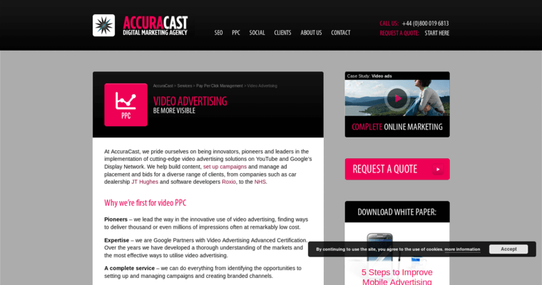Home page of #10 Leading Youtube PPC Company: AccuraCast