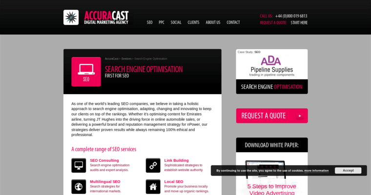 Service page of #10 Leading Youtube PPC Company: AccuraCast