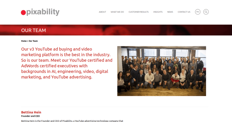 Team page of #1 Leading Youtube Pay-Per-Click Firm: Pixability