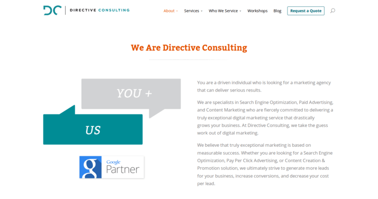 About page of #2 Leading Pay Per Click Management Firm: Directive Consulting