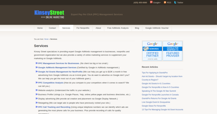 Service page of #4 Top Facebook PPC Business: KineyStreet