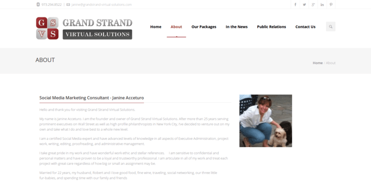 About page of #8 Leading Facebook PPC Business: Grand Strand Virtual Solutions