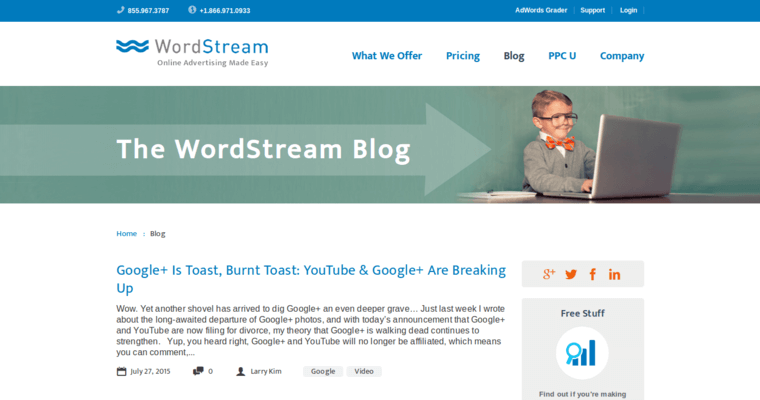 Blog page of #6 Best Facebook PPC Agency: WordStream