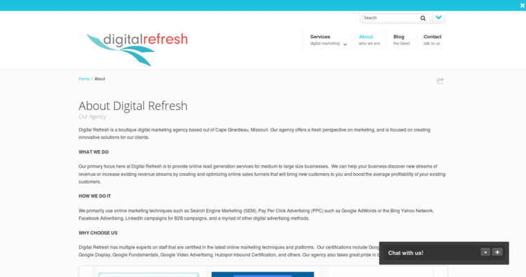 About page of #6 Top Twitter Pay Per Click Management Firm: Digital Refresh