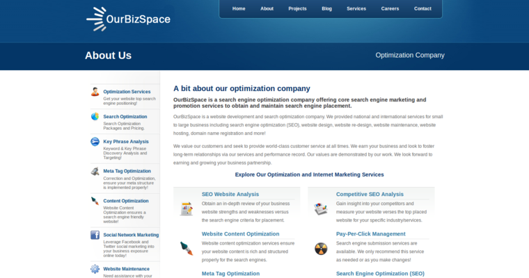 About page of #8 Best Twitter Pay Per Click Management Agency: OurBizSpace