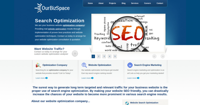 Home page of #8 Leading Twitter Pay Per Click Management Business: OurBizSpace