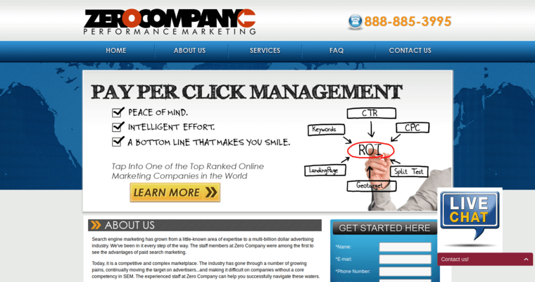 About page of #8 Top AdWords PPC Business: ZeroCompany