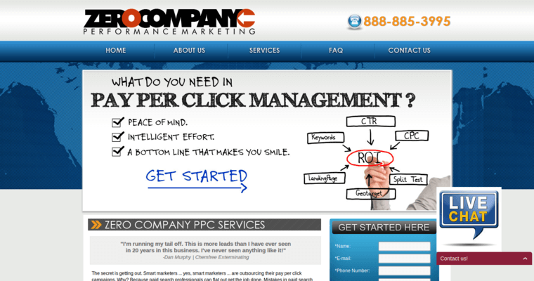 Service page of #9 Best AdWords PPC Agency: ZeroCompany