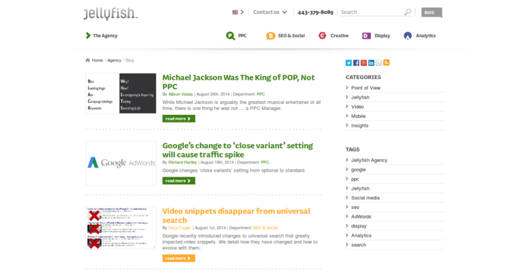 Blog page of #3 Top AdWords Pay-Per-Click Agency: Jellyfish